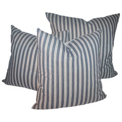 Collection of Three 19th Century B & W Ticking Pillows