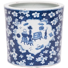 Chinese Blue and White Auspicious Brush Pot