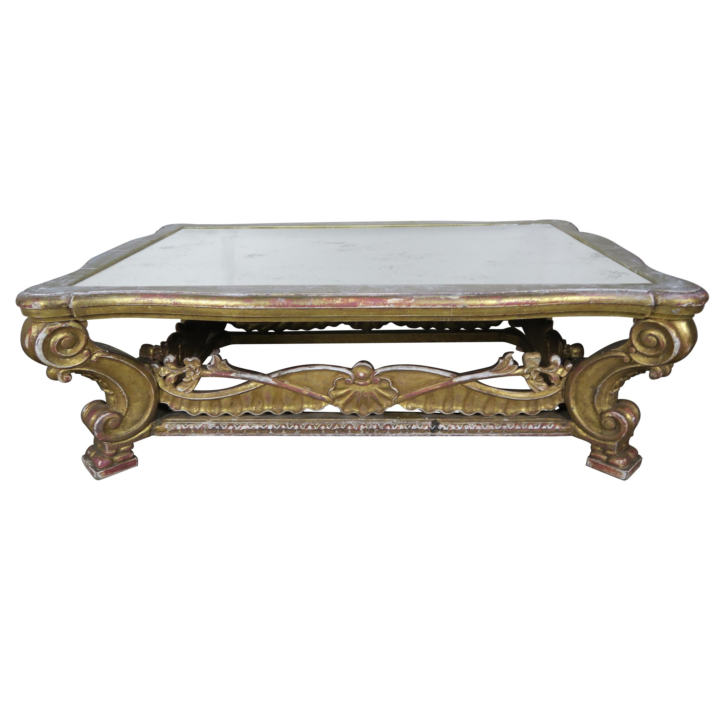 Italian Giltwood Coffee Table with Antique Mirrored Top at 1stDibs ...
