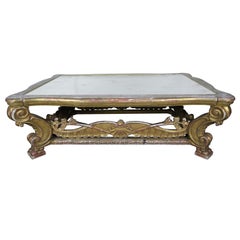 Italian Giltwood Coffee Table with Antique Mirrored Top