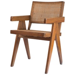 Vintage Pierre Jeanneret Office Cane Chair for Chandigarh