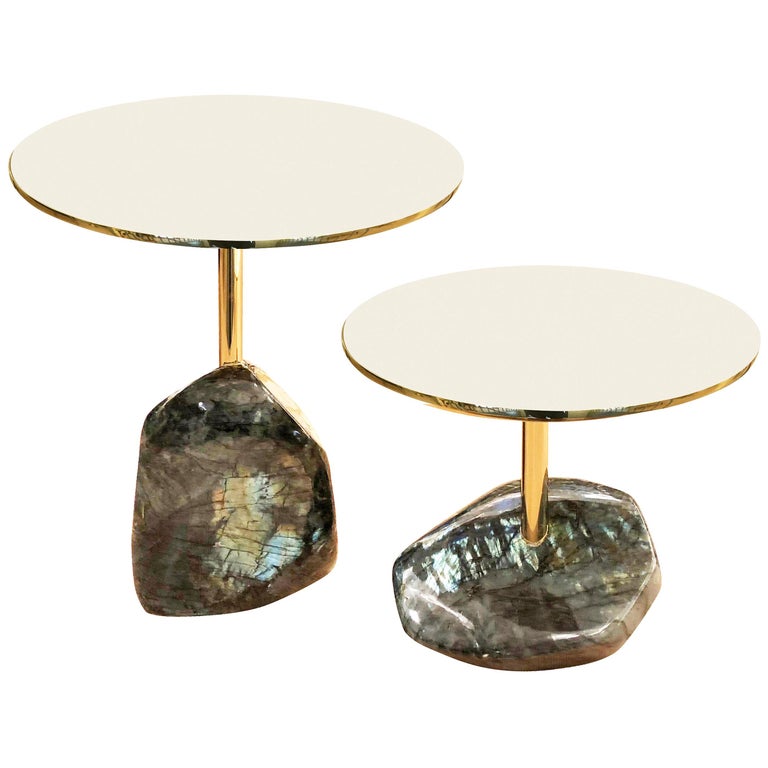 Pair of Labradorite Side Tables by Studio Superego at 1stDibs