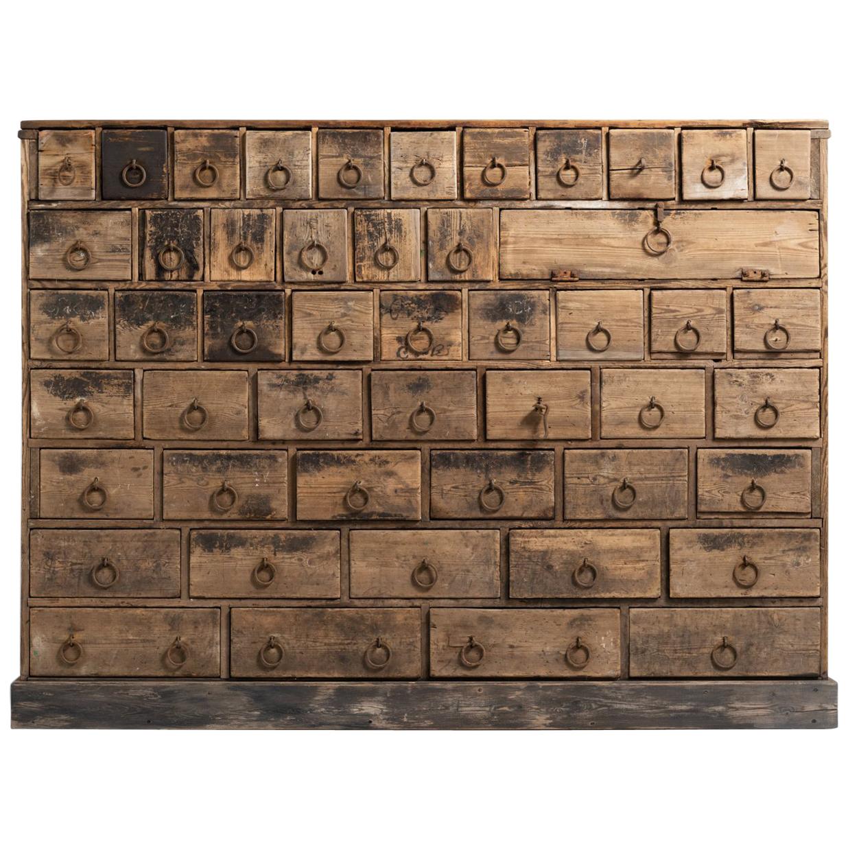 Rustic Pine Bank of Drawers, England, circa 1870