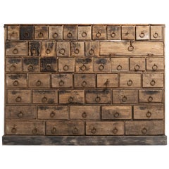 Antique Rustic Pine Bank of Drawers, England, circa 1870