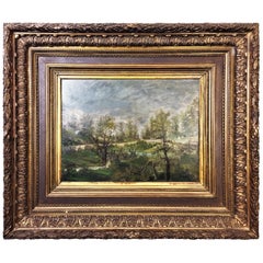 Impressionism School "Landscape with Village" Nice Frame France 19th Century