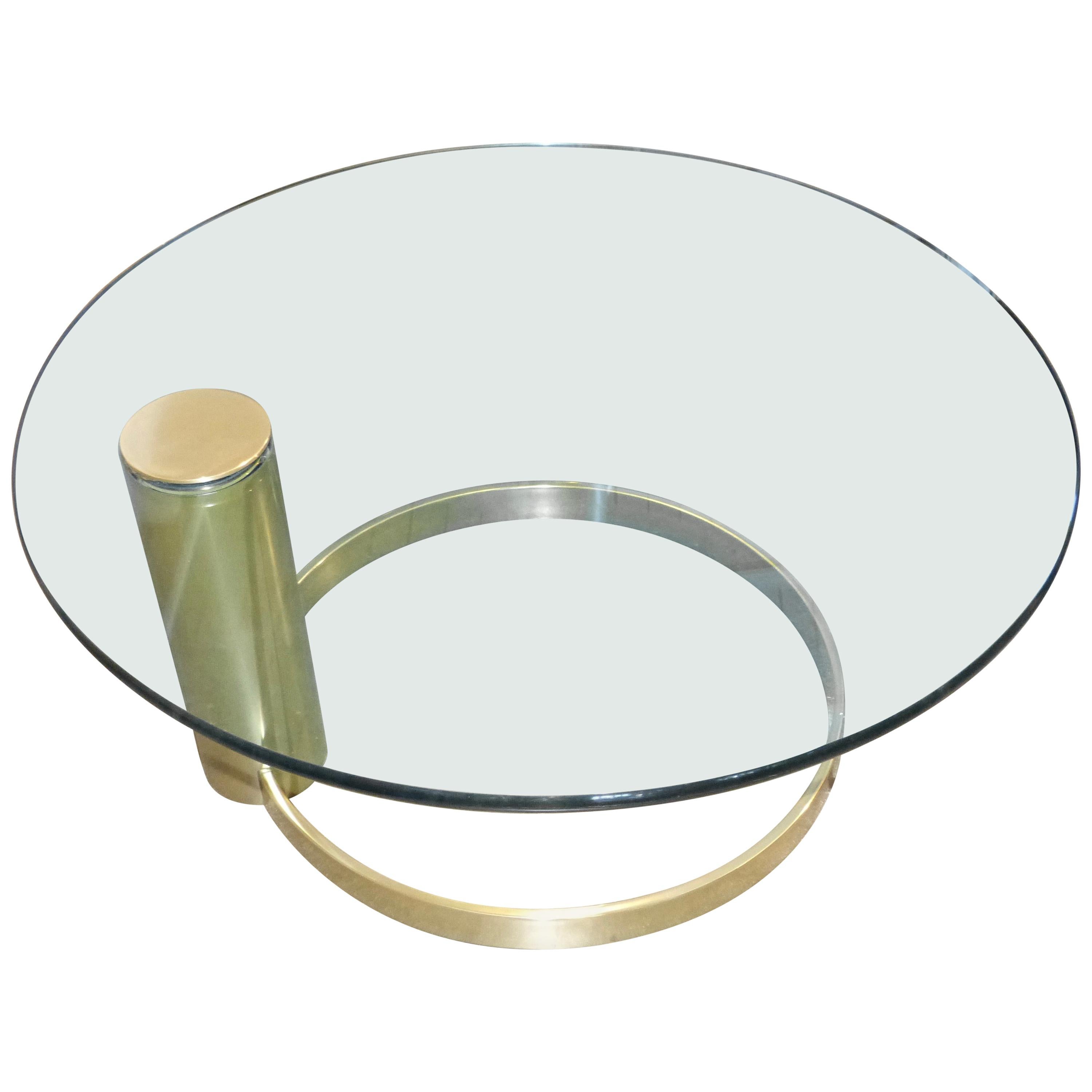 John Mascheroni Cantilevered Coffee Table Coated in Brass