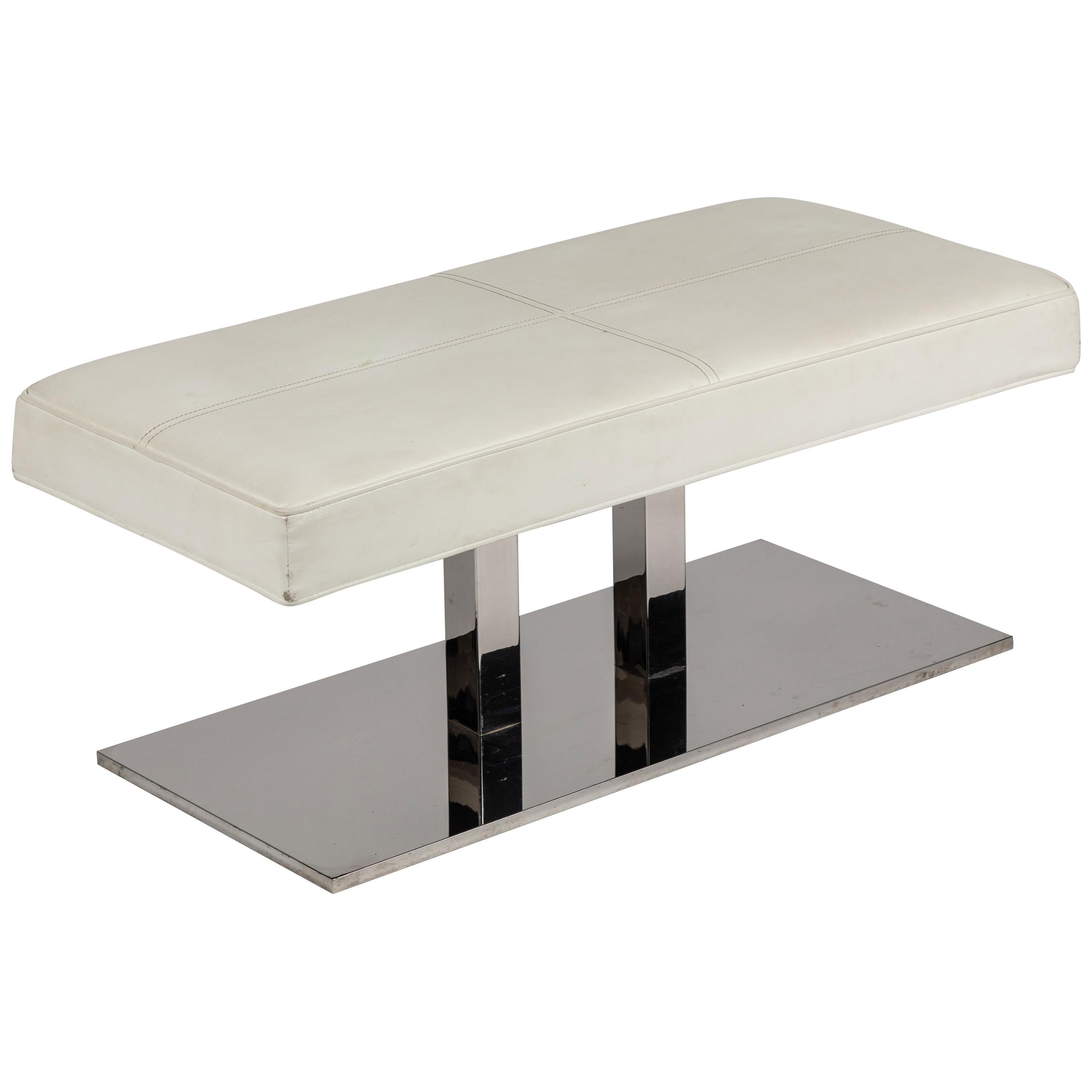Stainless Steel and Faux Leather Bench by Philippe Starck