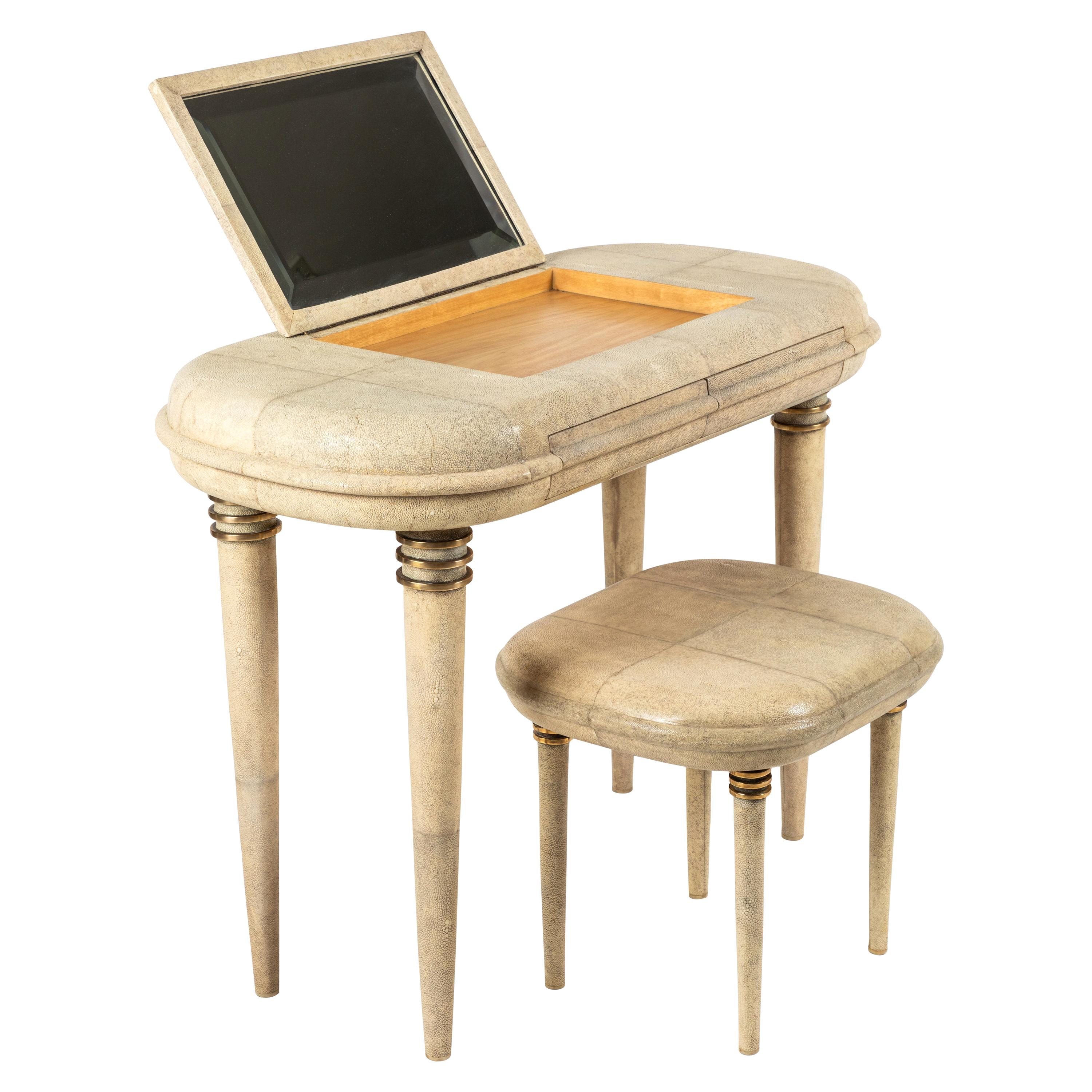 Shagreen Dressing Table and Stool by R&Y Augousti, Paris
