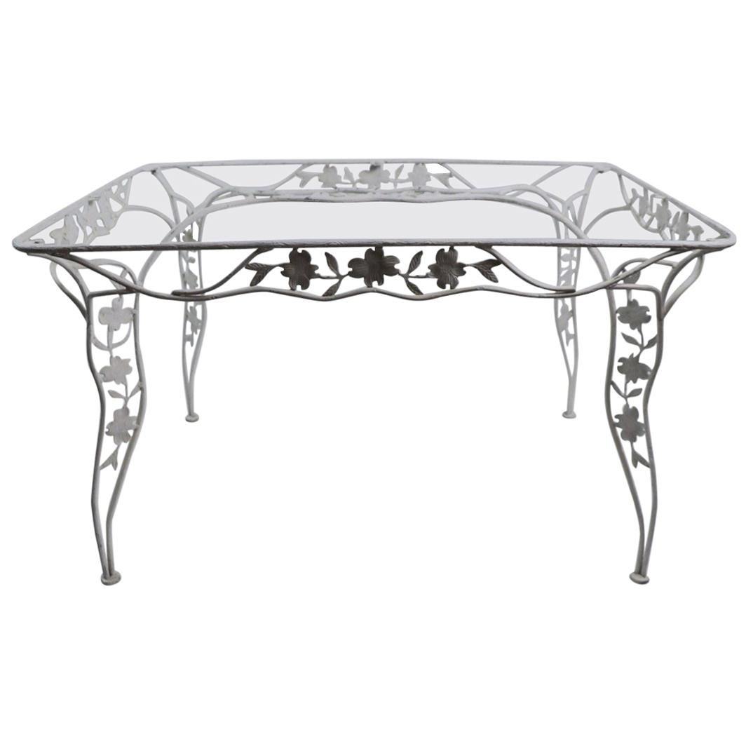 Handwrought Metal and Glass Garden Patio Dining Table