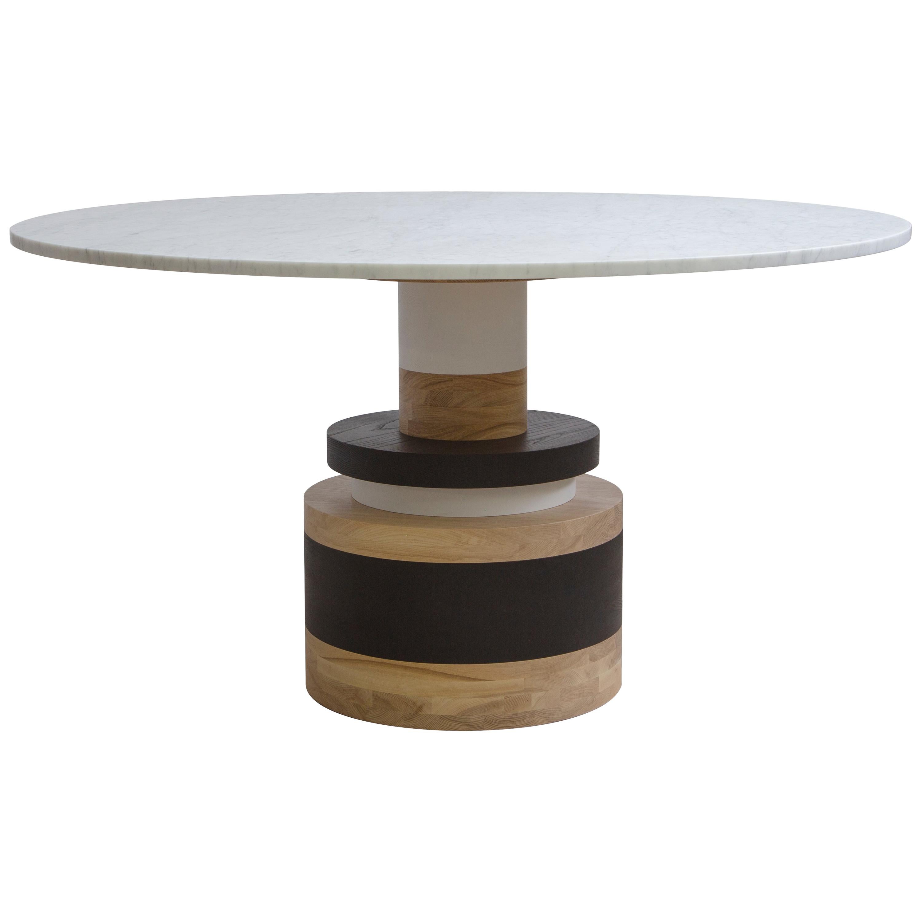 Sass Dining Table from Souda, Large, White Marble Top For Sale