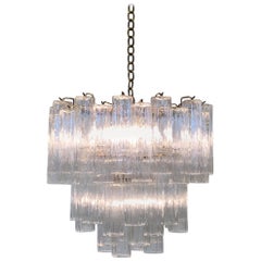 Italian Murano Glass and Brass Chandelier by Venini