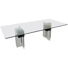 Italian Black Marble and Lucite Dining Table