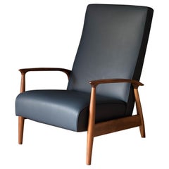 Fauteuil de relaxation Milo Baughman en cuir du milieu du siècle dernier