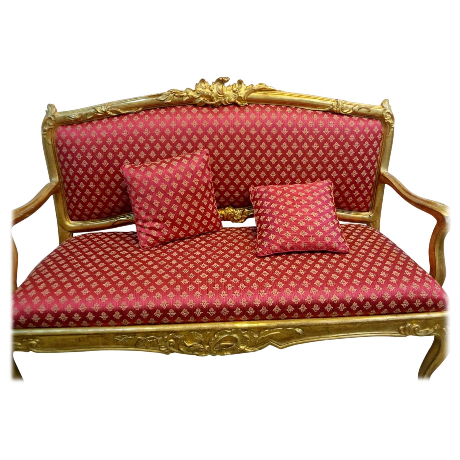 19th Century Golden Hand Carved Sofa from the Louis Phillipe Period '1830-1848' For Sale