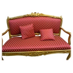 Antique 19th Century Golden Hand Carved Sofa from the Louis Phillipe Period '1830-1848'