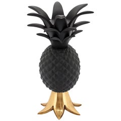 Bougeoir Ananas en finition noire et or ou chromée