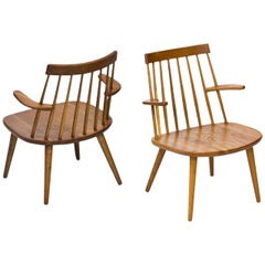 Pair of Scandinavian Modern Easy Chairs in Oak by Yngve Ekström, Sweden, 1960s