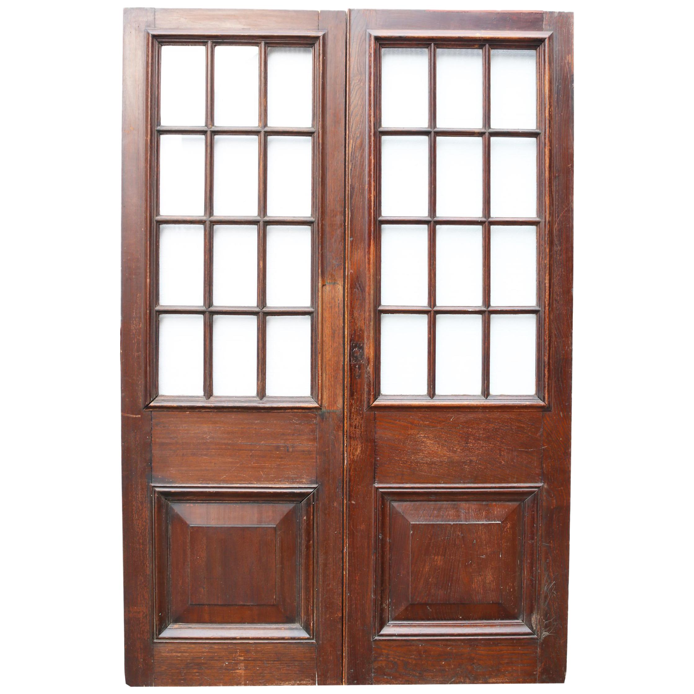 Pair of Antique English Glazed Oak Double Doors at 1stDibs antique