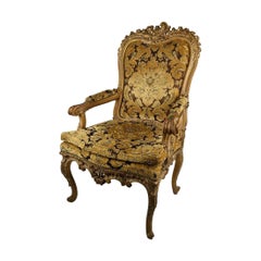 Antique 19th Century French Baroque Style Upholstered Armchair