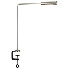Lumina Flo Table Lamp with Clamp in Brushed Nickel by Foster+Partners