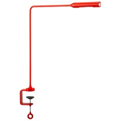 Lumina Flo Table Lamp with Clamp in Matte Red by Foster+Partners