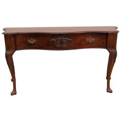 Vintage Queen Anne Style Burled Walnut Console Table