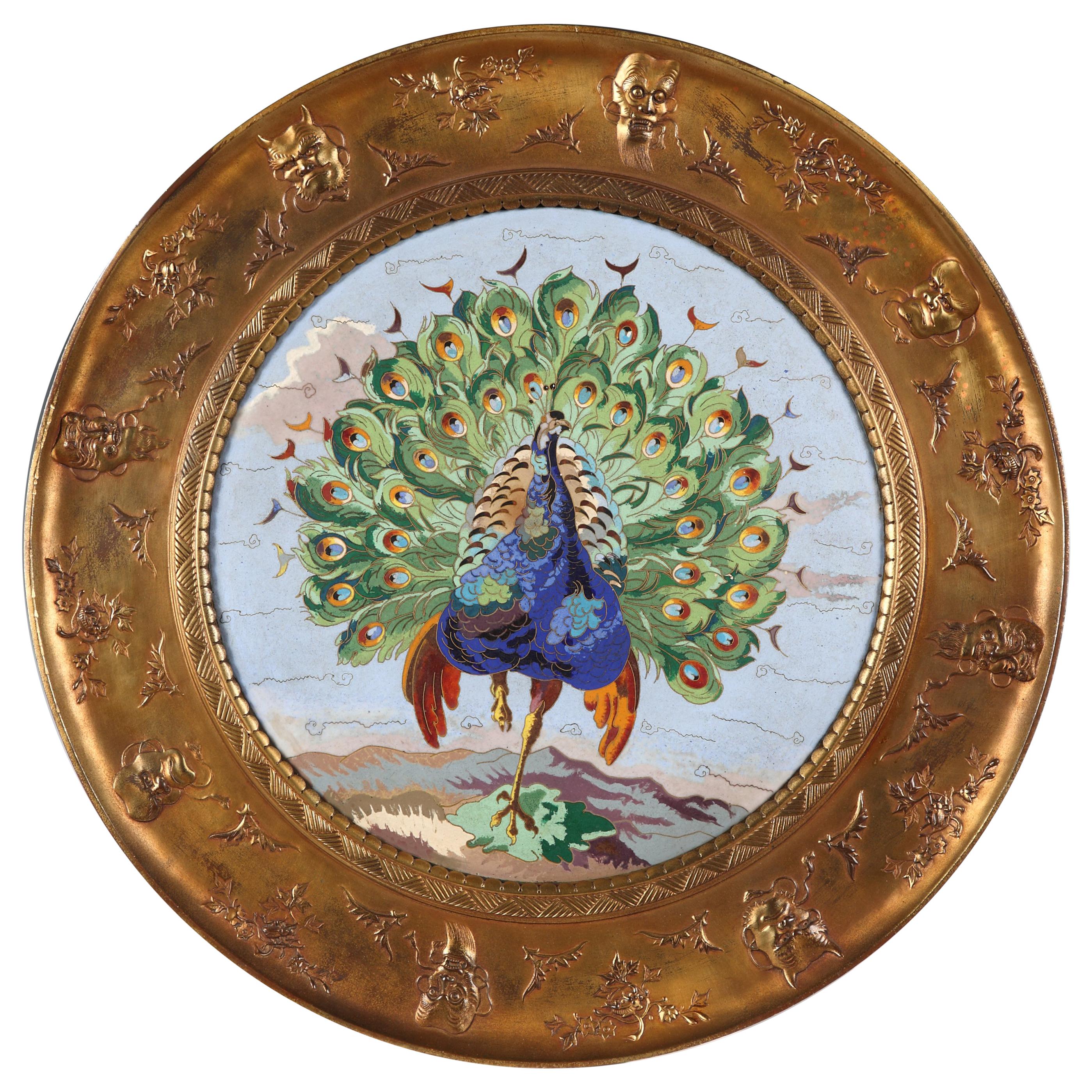 Aesthetic Movement Enameled Plate Attributed to Elkington and A. Willms, c. 1875 For Sale