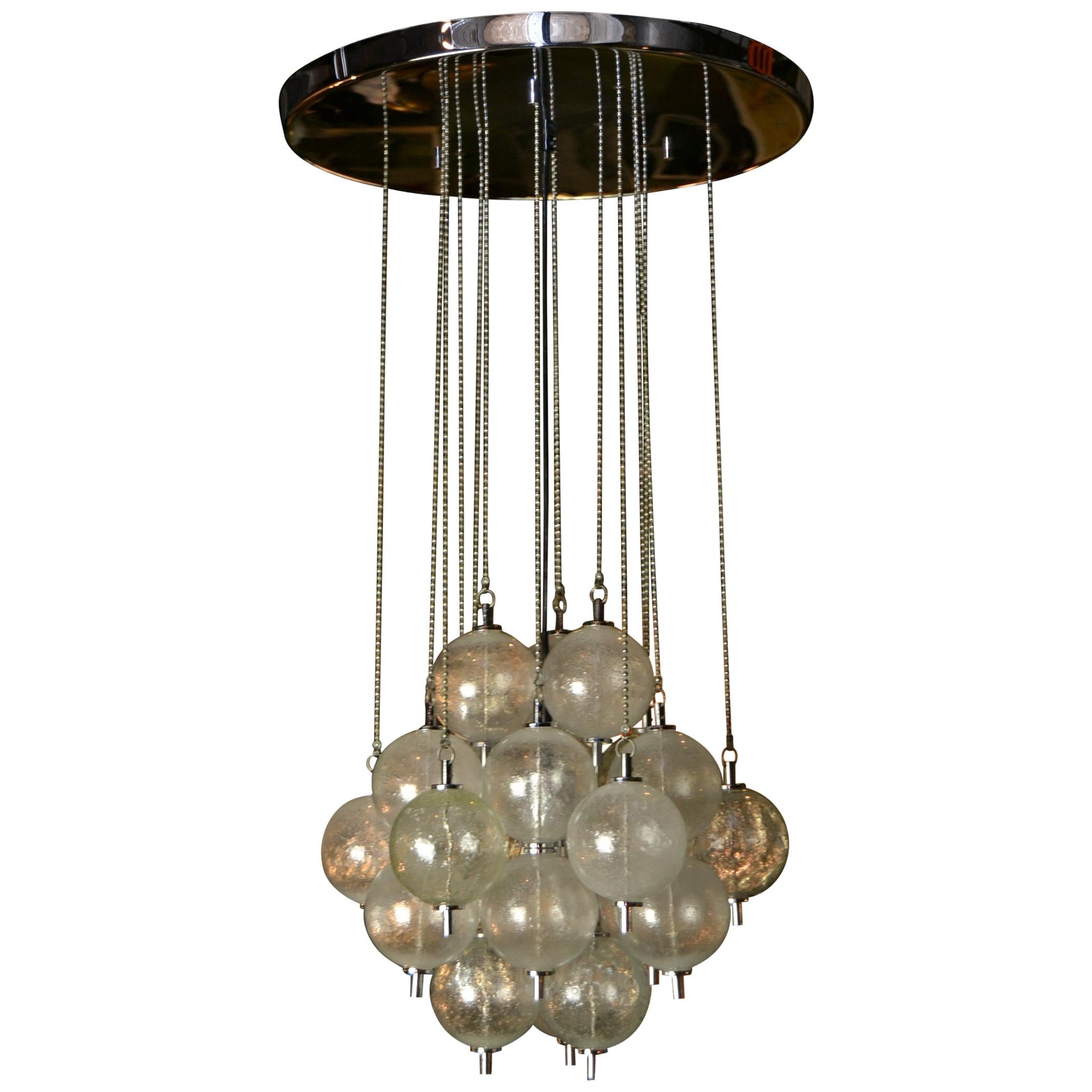 Murano Glass Bubble Chandelier with Chains, Mid-20th Century 