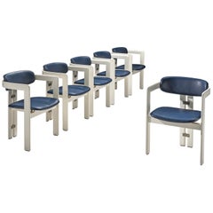 Augusto Savini 'Pamplona' Chairs in Blue Leather