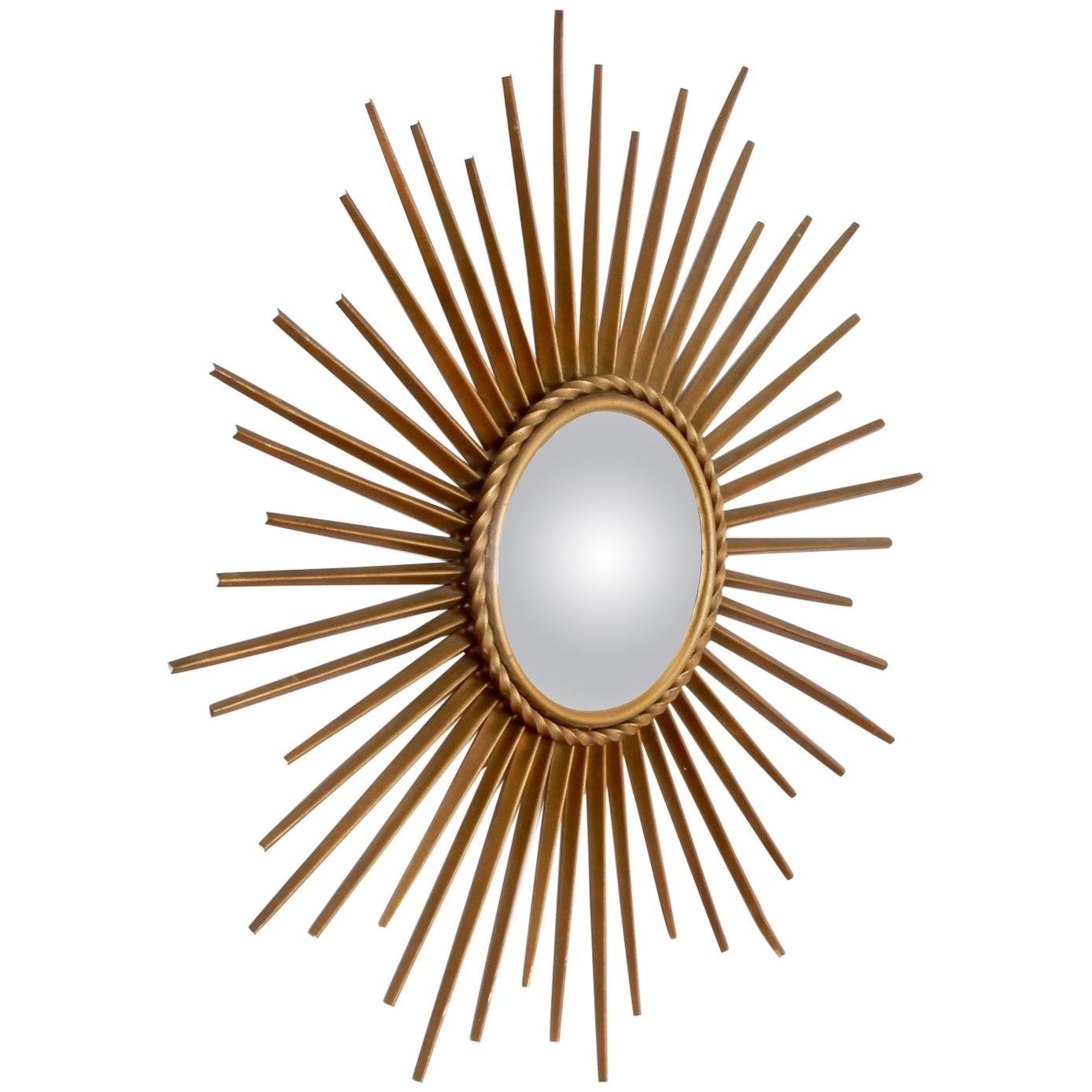 French Chaty Vallauris Sunburst Mirror, 1960s