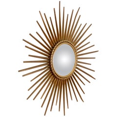 French Chaty Vallauris Sunburst Mirror, 1960s