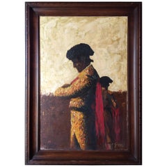 Vintage Painting of a Spanish Matador Oil on Canvas Signed Greco