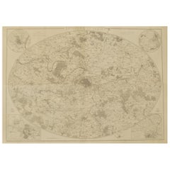 Original Large Antique Map of Paris, France by John Dower, 1861.