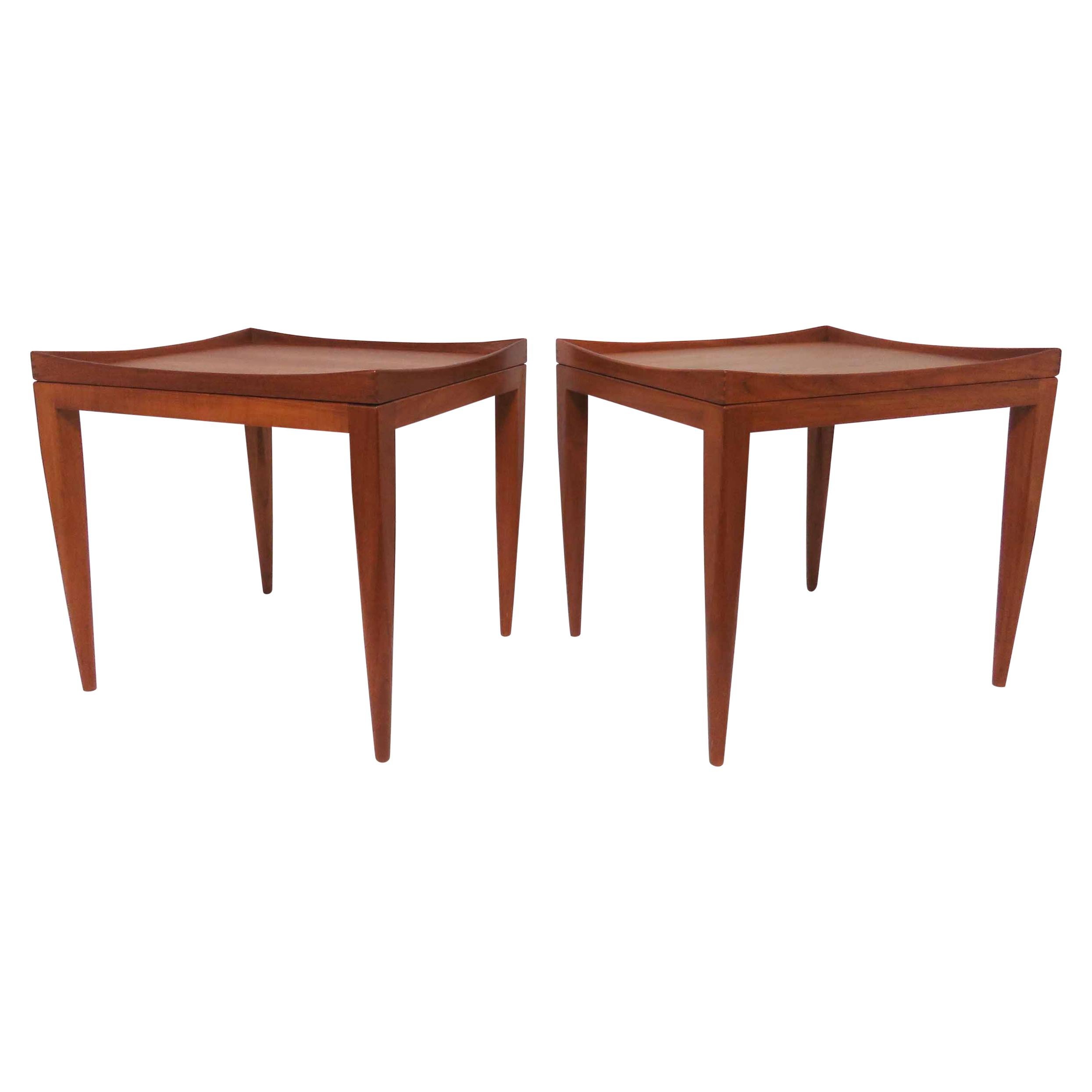 Poul M. Jessen Danish Teak End Tables with Removable Tray Tops circa 1960s, Pair