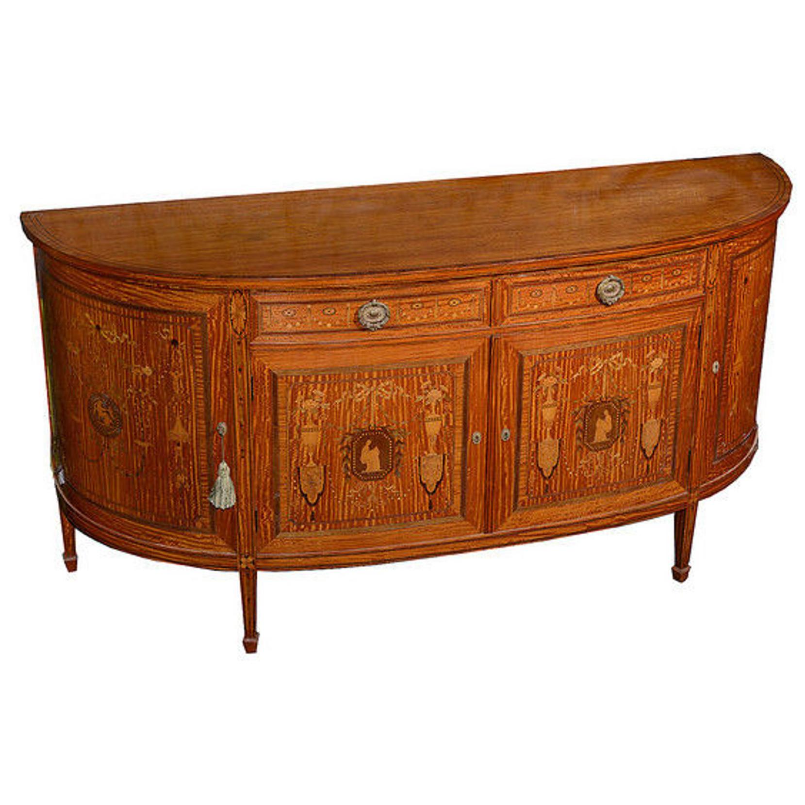 French Satinwood and Marquetry Sideboard For Sale