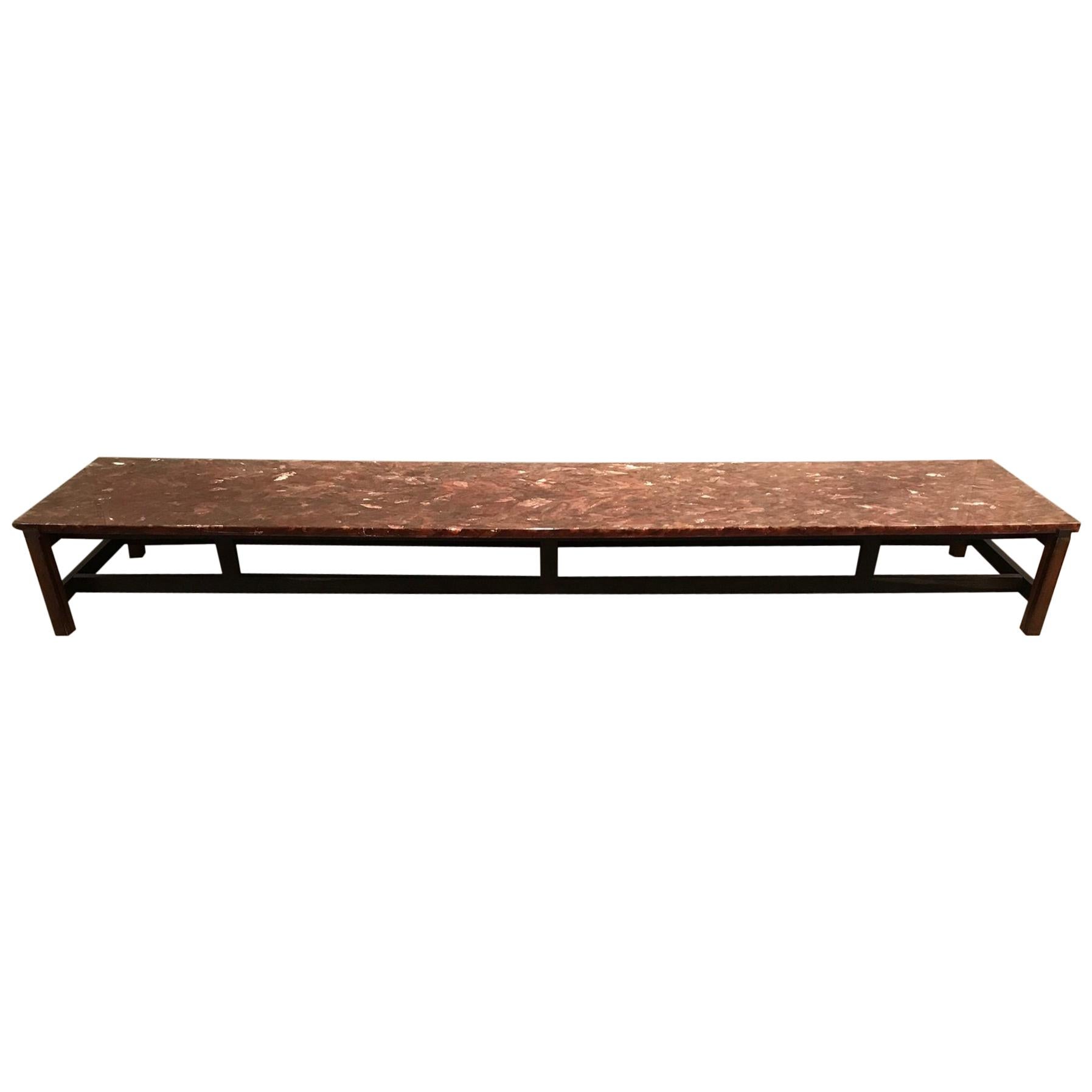 1970s French Rosewood and Resin Coffee Table For Sale