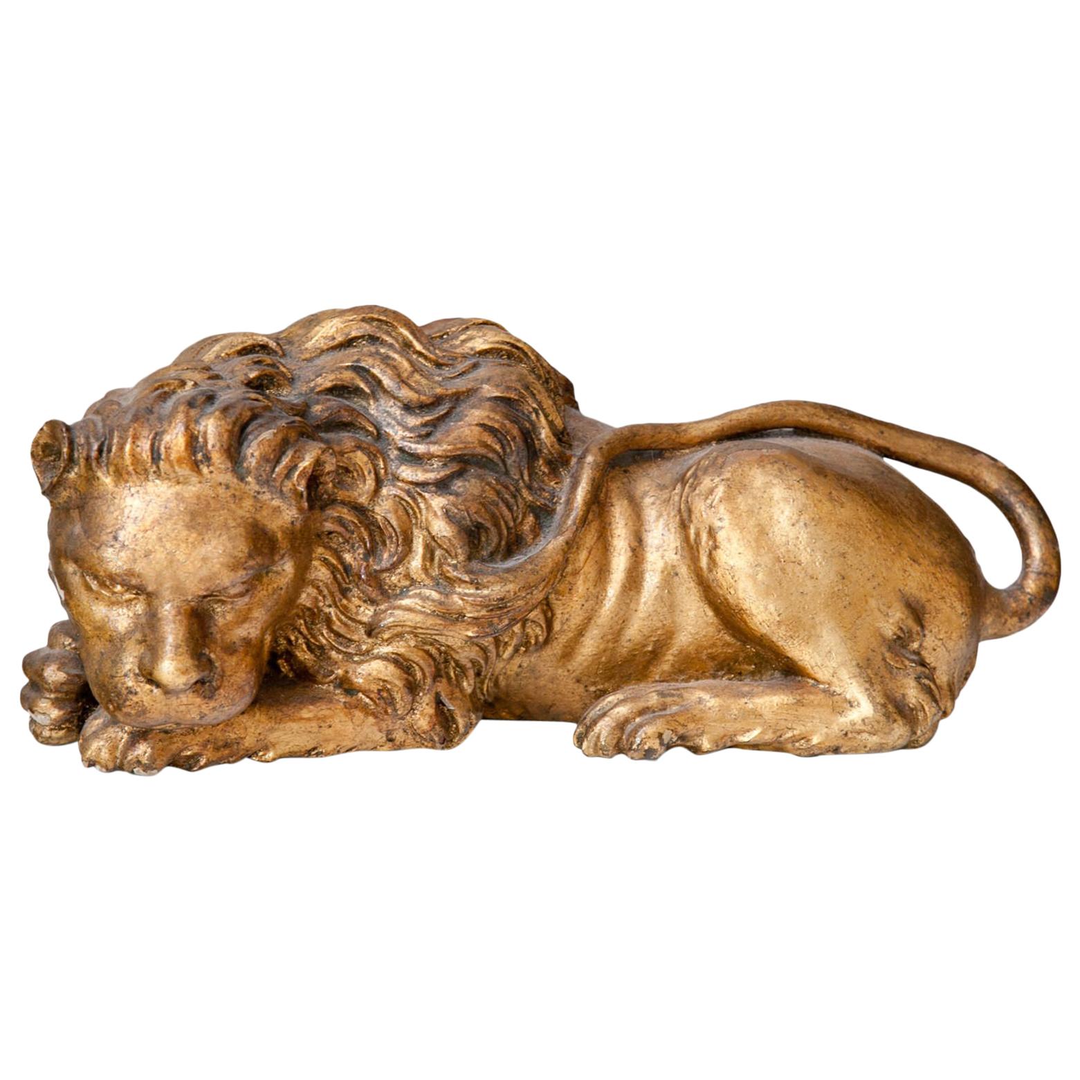 Italian Giltwood Lion, 19th Century