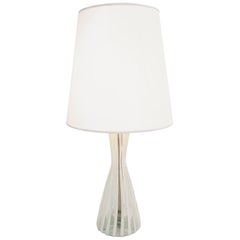 Venini Striped Celadon Glass 1956 Rare Table Lamp