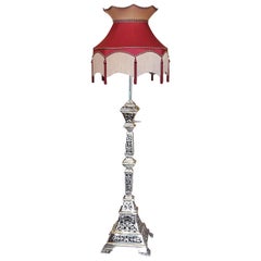 Antique Victorian Brass Extending Standard Oil Lamp