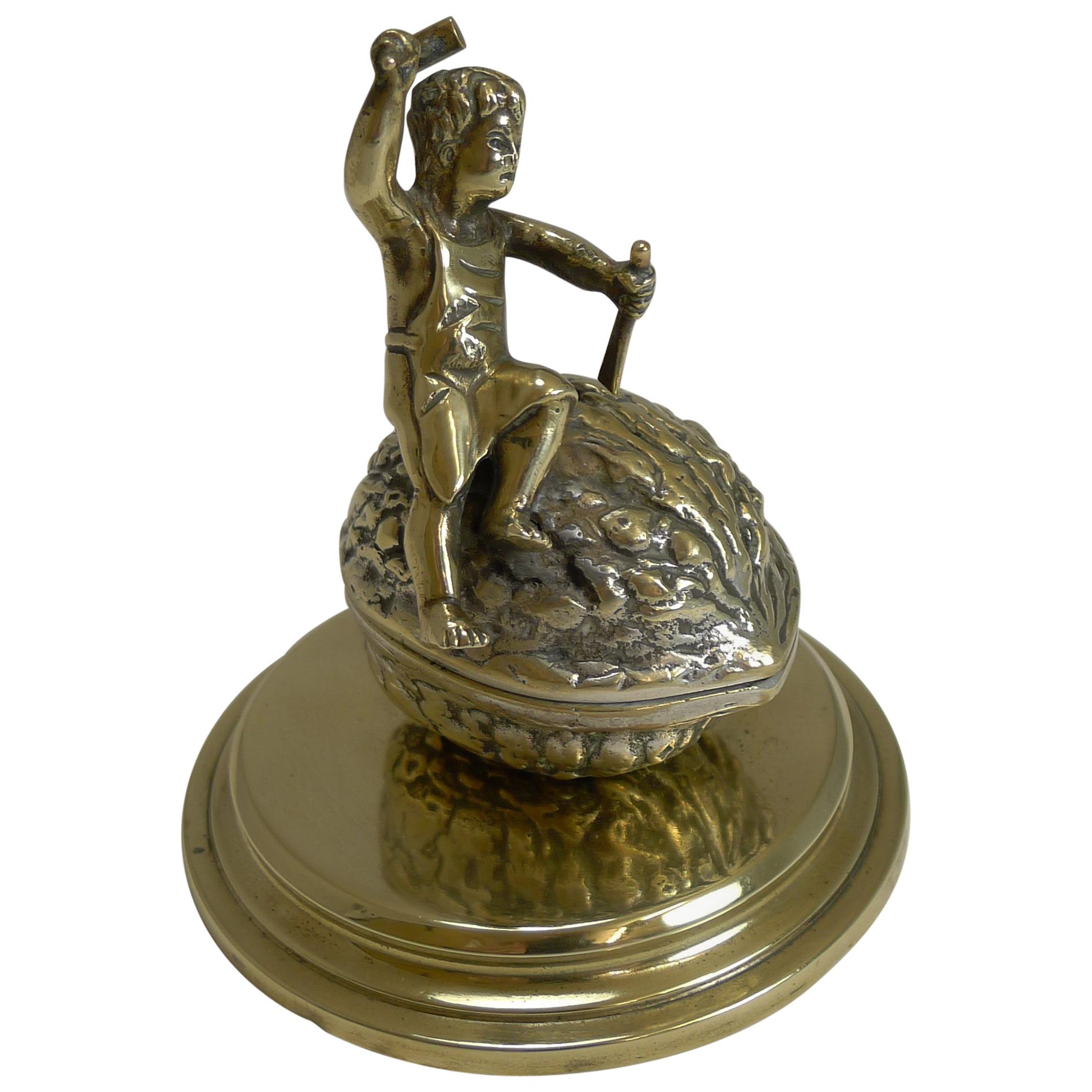 Antique English Novelty Inkwell, Sledgehammer to Crack a Nut, circa 1890 For Sale