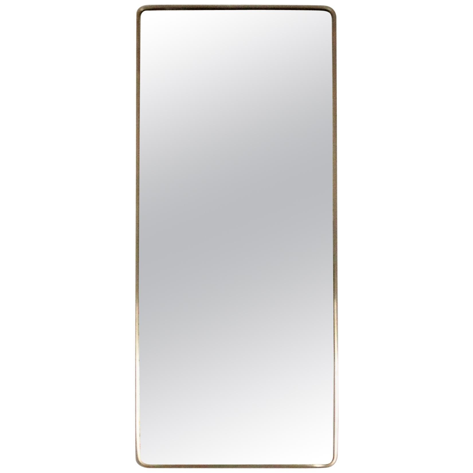 Italian Midcentury Vintage Wall Mirror with Original Brass Frame from the 1950s