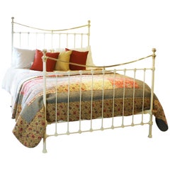 Brass and Iron Antique Bed in Cream, MK169