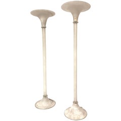 Karl Springer Scavo Murano Glass Floor Lamps Torchieres by Seguso