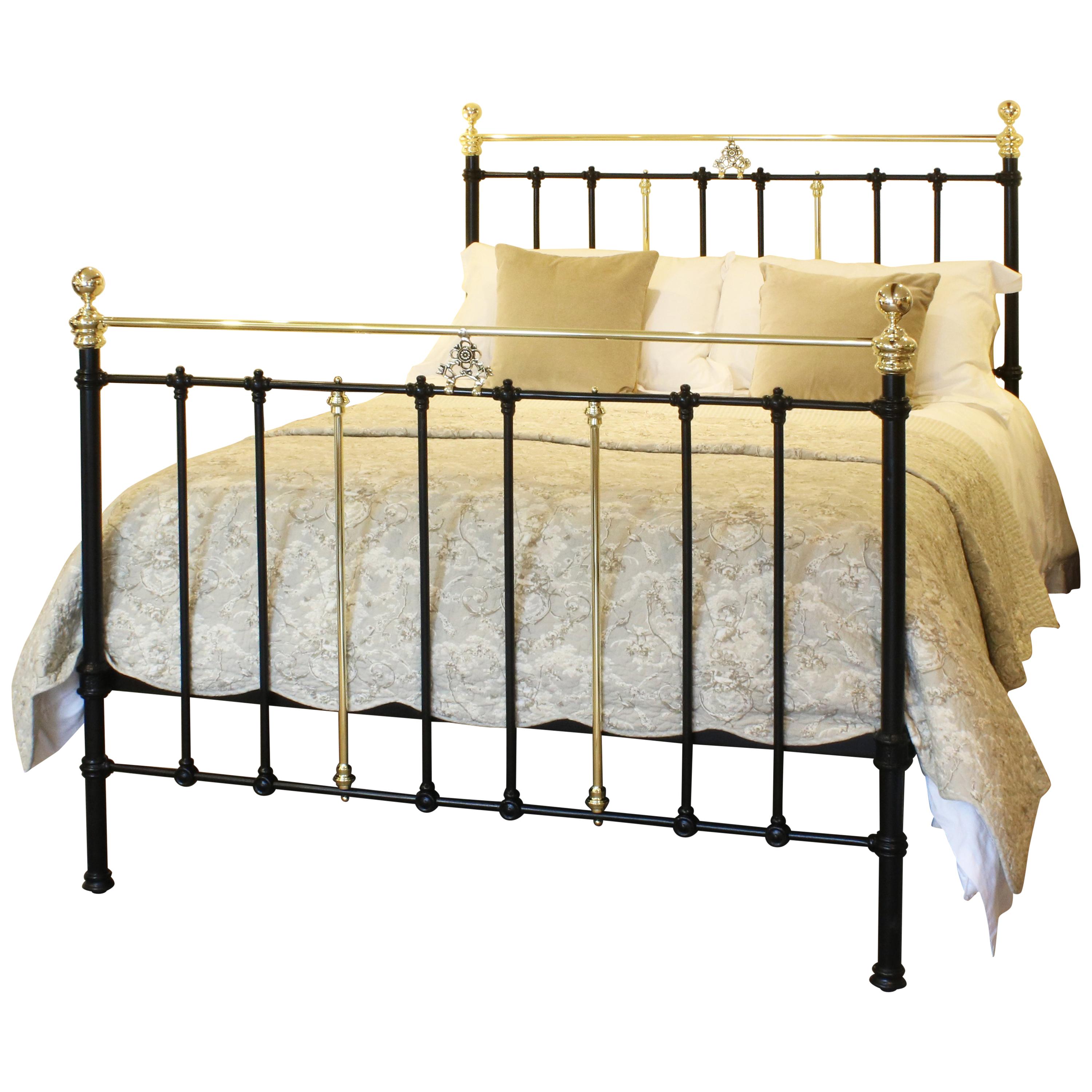 Brass and Iron Antique Bed in Black, MK170