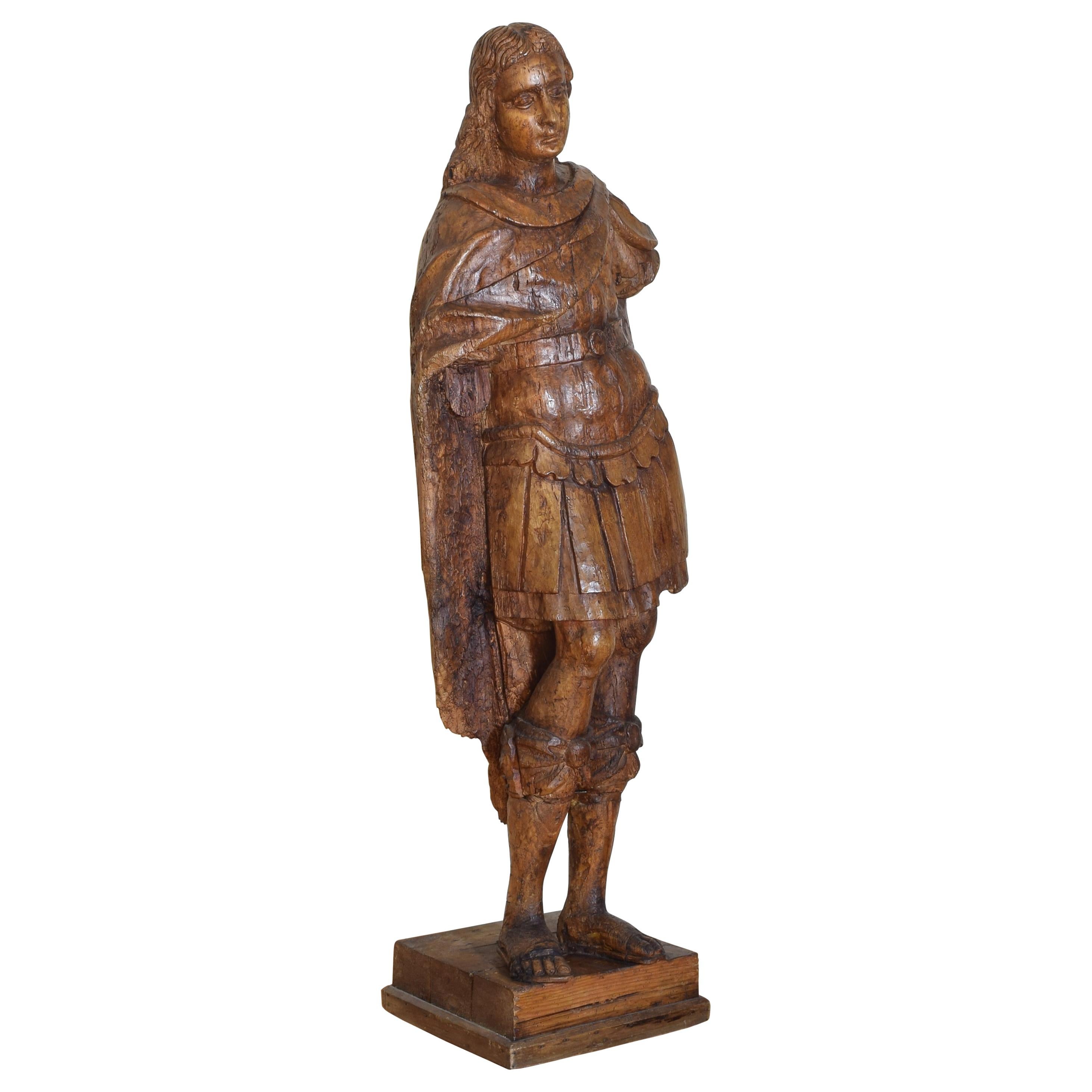 Northern Italian Carved Pinewood Sculpture of Saint Michael, Early 18th Century