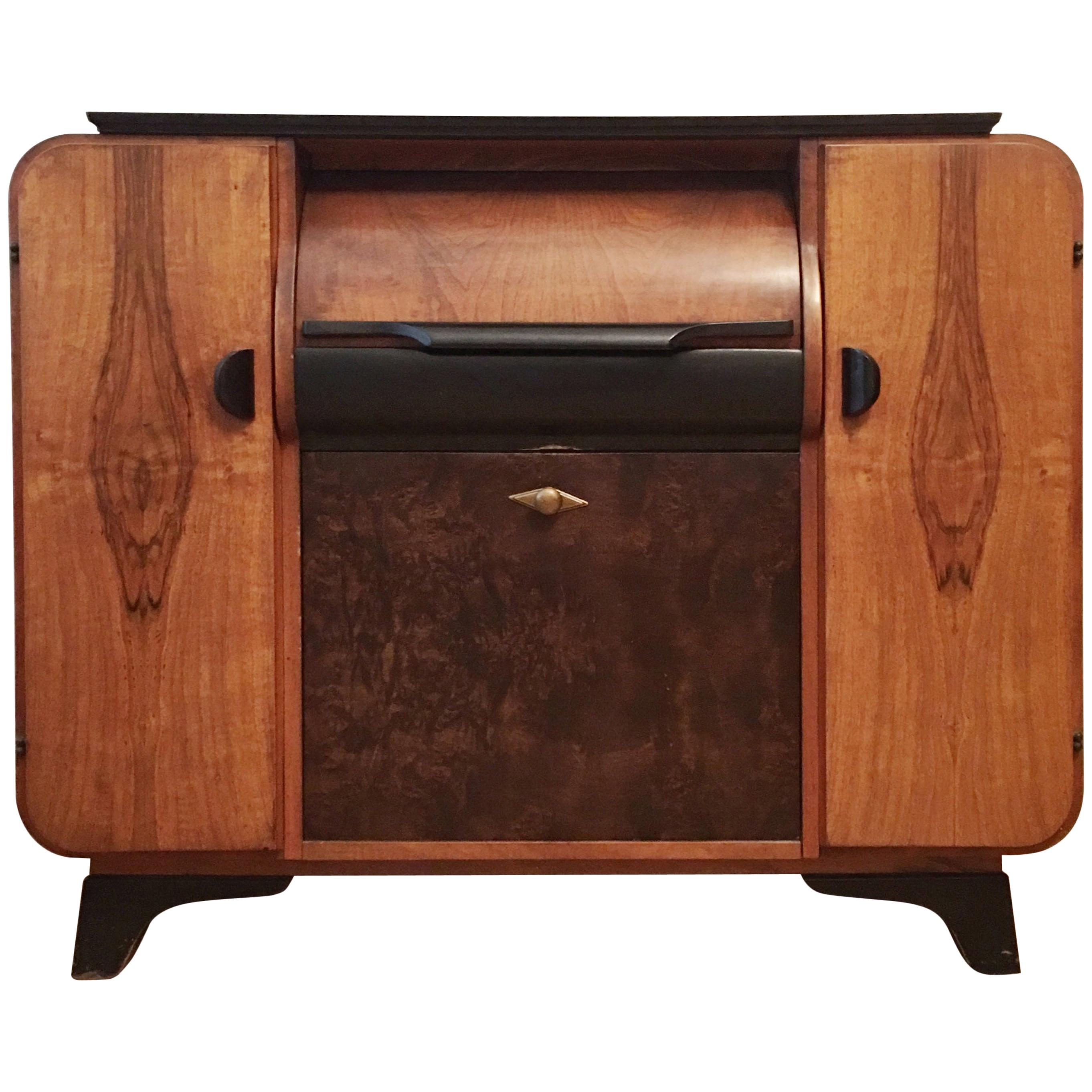 Record Player Cabinet by Jindrich Halabala for Up Zavody, Czechoslovakia, 1930s For Sale