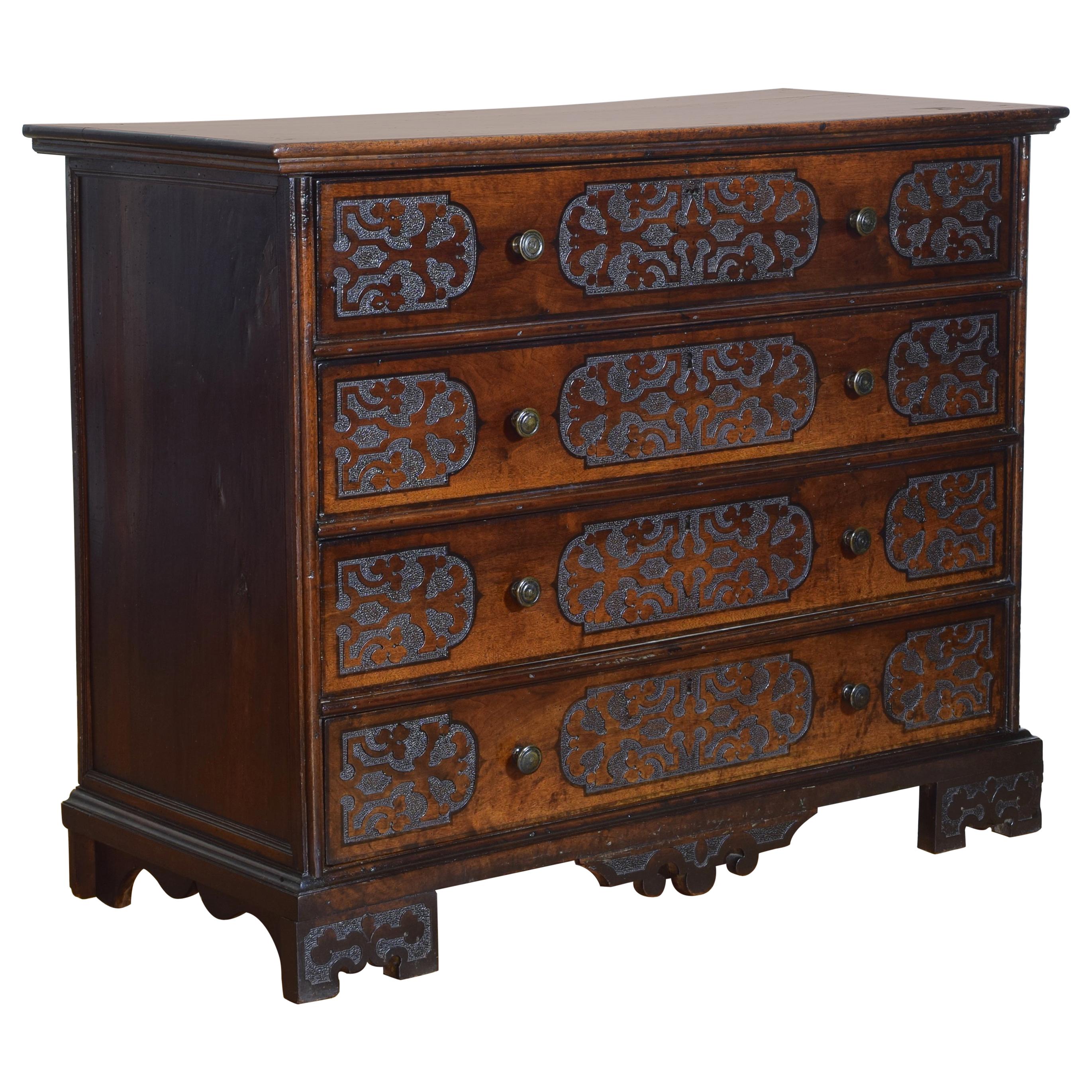 Italian Late Baroque Carved Walnut Secretary Commode