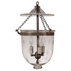 Petite English Bell Jar Lantern with Etched Stars