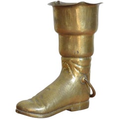 French Brass Boot Form Umbrella Stand