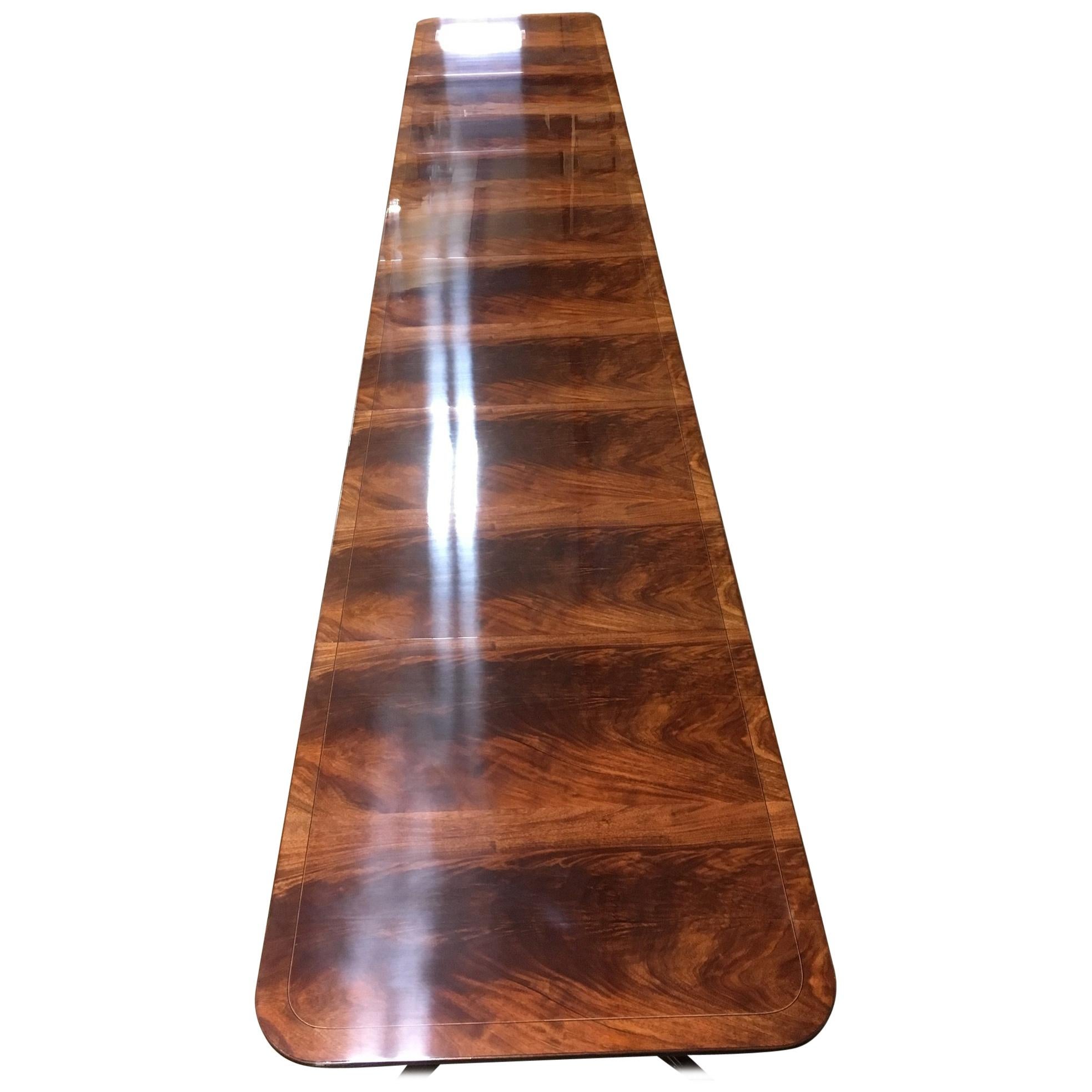 Custom Large 28 ft. Mahogany Georgian Style Dining Table by Leighton Hall For Sale
